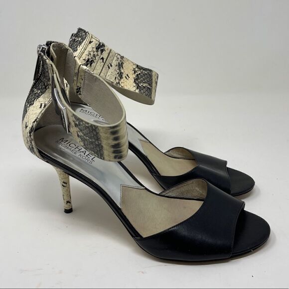 MK Michael Kors Guiliana Open Toe Snake Ankle Strap High Heels Shoe Women's 10 - Picture 1 of 9
